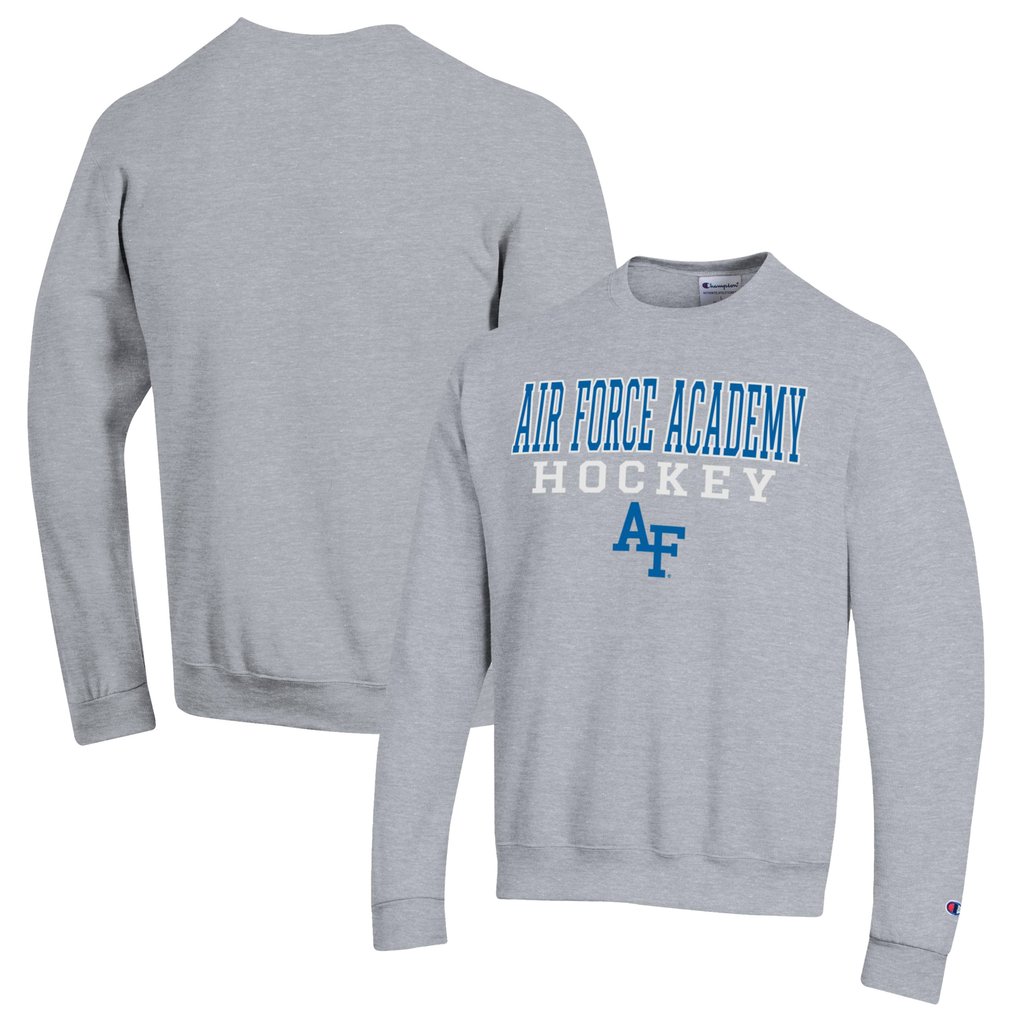 Air Force Falcons Champion Stack Logo Hockey Powerblend Pullover Sweatshirt - Heather Gray