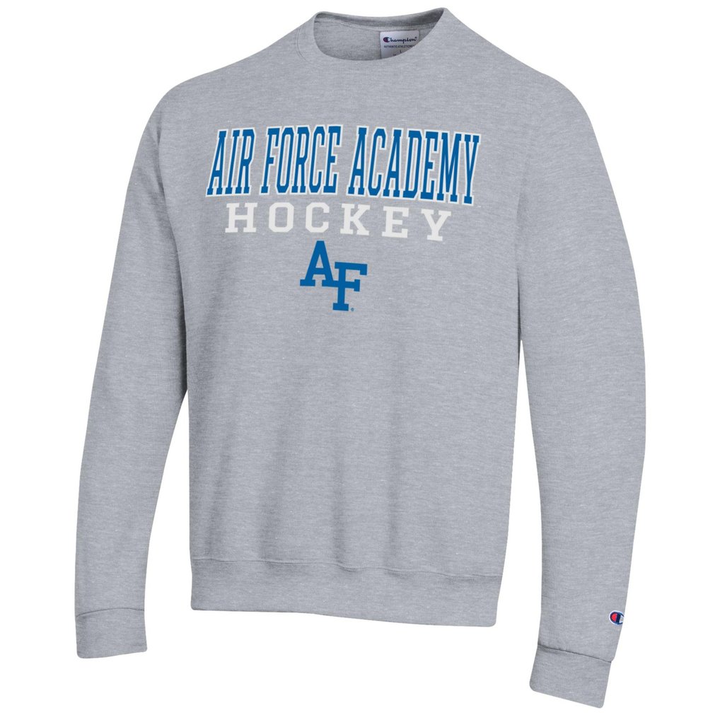 Air Force Falcons Champion Stack Logo Hockey Powerblend Pullover Sweatshirt - Heather Gray