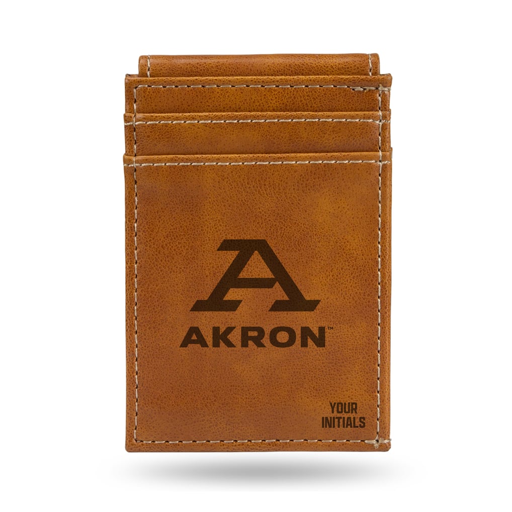 Akron Zips Personalized Front Pocket Wallet - Brown
