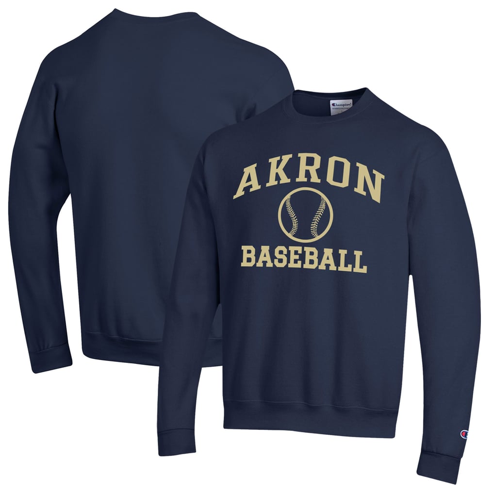  Akron Zips Champion Icon Baseball Powerblend Pullover Sweatshirt - Navy