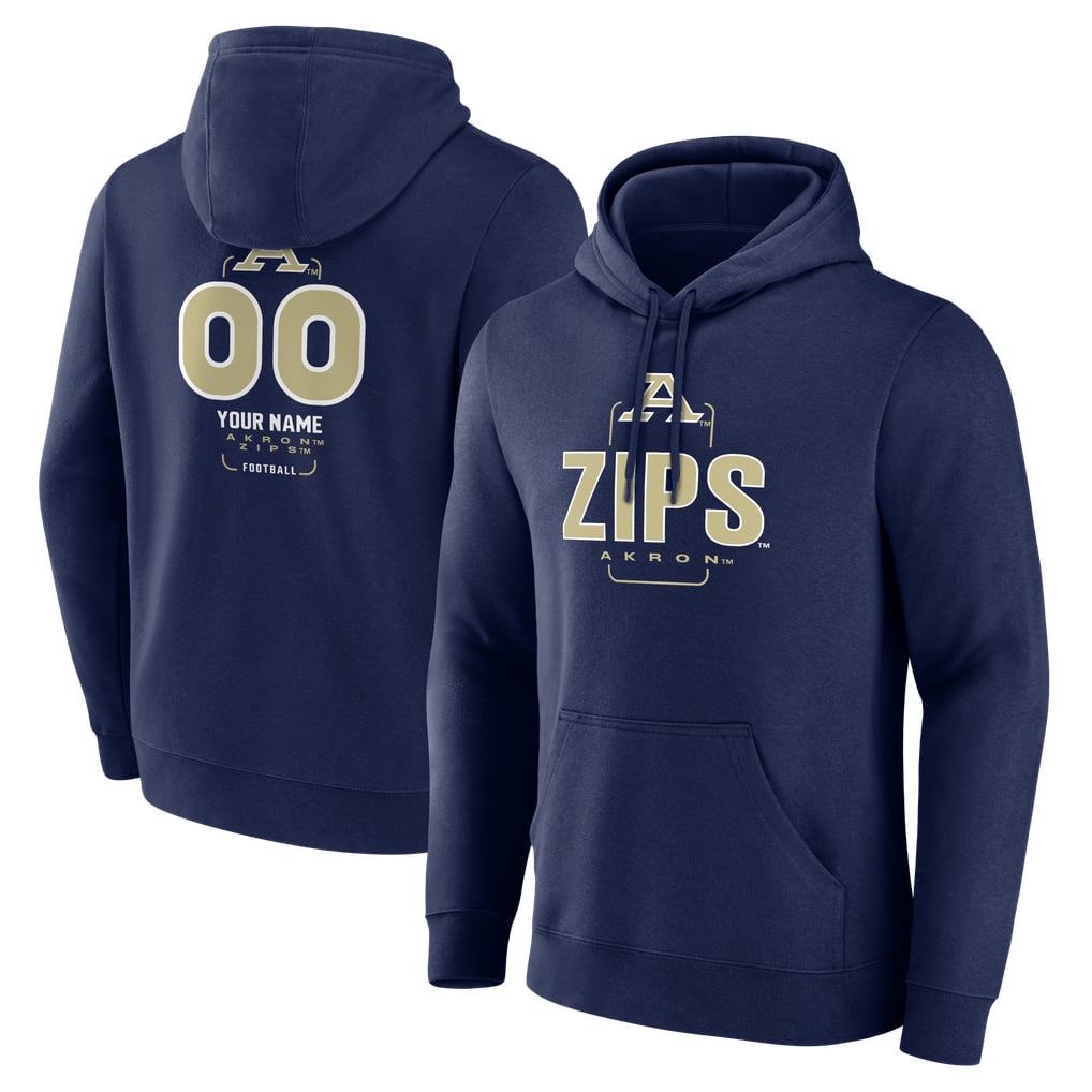 Akron Zips  Personalized Name & Number Midfielder Pullover Hoodie - Navy