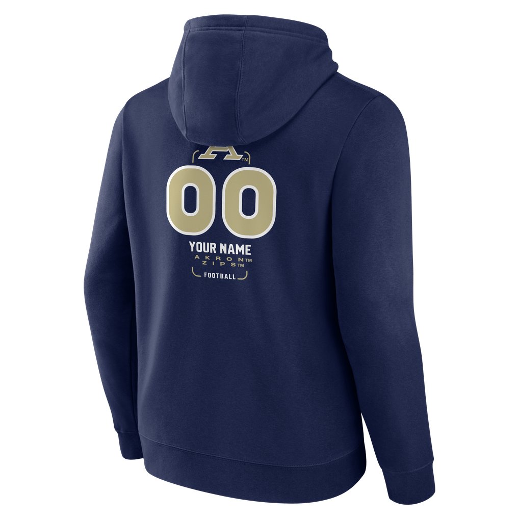 Akron Zips  Personalized Name & Number Midfielder Pullover Hoodie - Navy