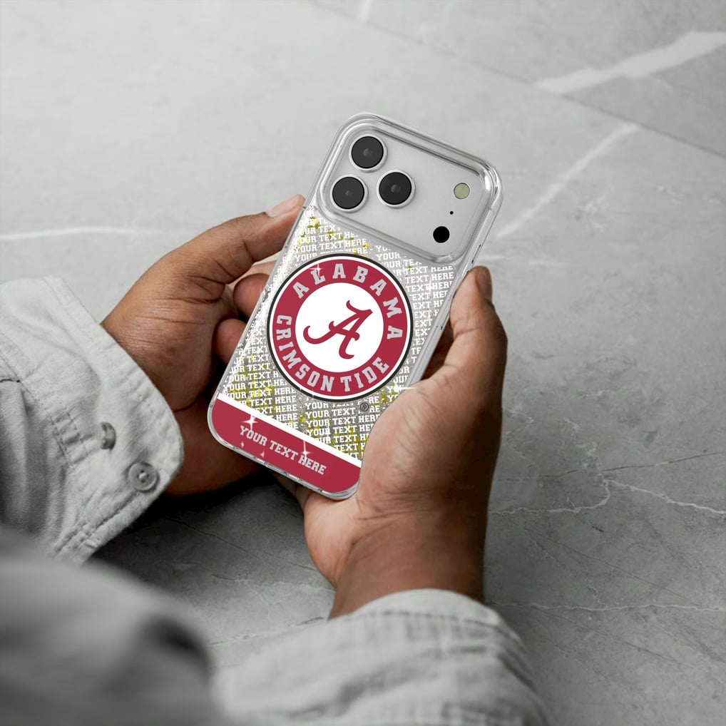 Alabama Crimson Tide iPhone Endzone Personalized Glitter Case