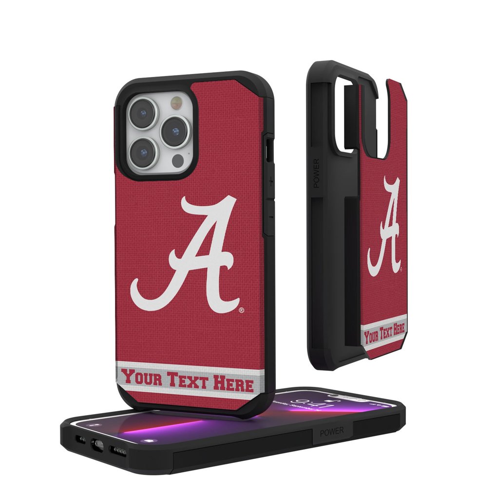 Alabama Crimson Tide iPhone Stripe Logo Personalized Rugged Case