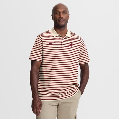 Alabama Crimson Tide Nike Primary Logo Striped Dri-FIT Polo - Cream