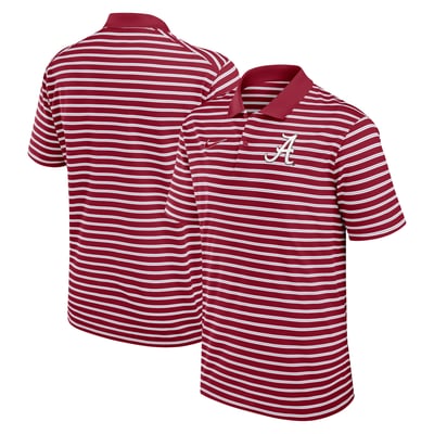 Alabama Crimson Tide Nike Primetime Victory Striped Dri-FIT Polo - Crimson/White
