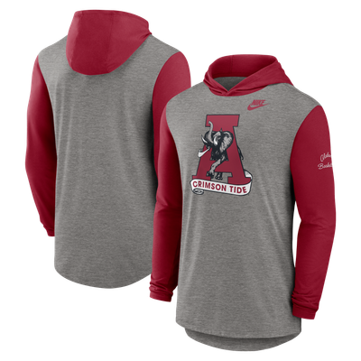 Alabama Crimson Tide Nike Campus Legacy Tri-Blend Long Sleeve Hooded T-Shirt - Heather Gray/Crimson