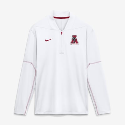 Alabama Crimson Tide Nike Men's 2026 Sideline Midweight Half-Zip Dri-FIT Pullover - White
