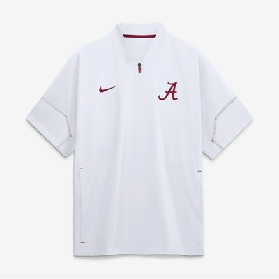 Alabama Crimson Tide Nike 2026 Sideline Short Sleeve Quarter-Zip Coaches Jacket - White