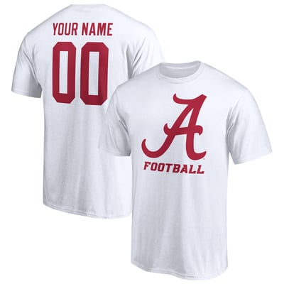 Alabama Crimson Tide Personalized Any Name & Number One Color T-Shirt - White