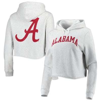 Alabama Crimson Tide League Collegiate Wear Women's 2-Hit 1636 Cropped Pullover Hoodie - Ash