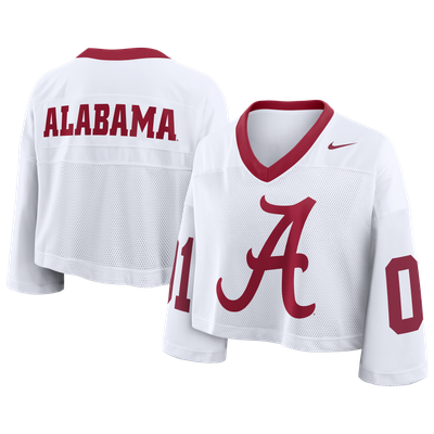Alabama Crimson Tide Nike Women's Oversized Logo Cropped Fashion Jersey - White
