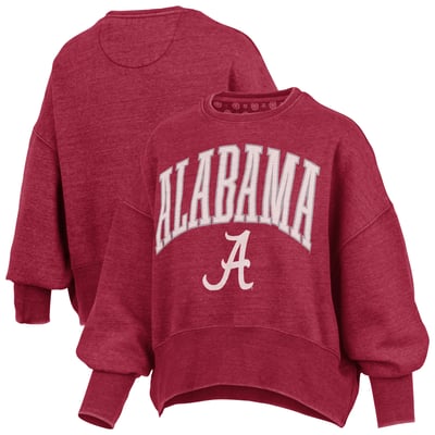 Alabama Crimson Tide Pressbox Women's Oversized Waist-Length Crewneck Sweatshirt - Crimson