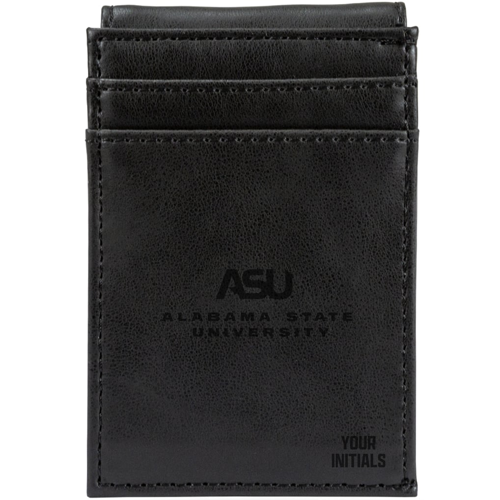 Alabama State Hornets Personalized Front Pocket Wallet - Black
