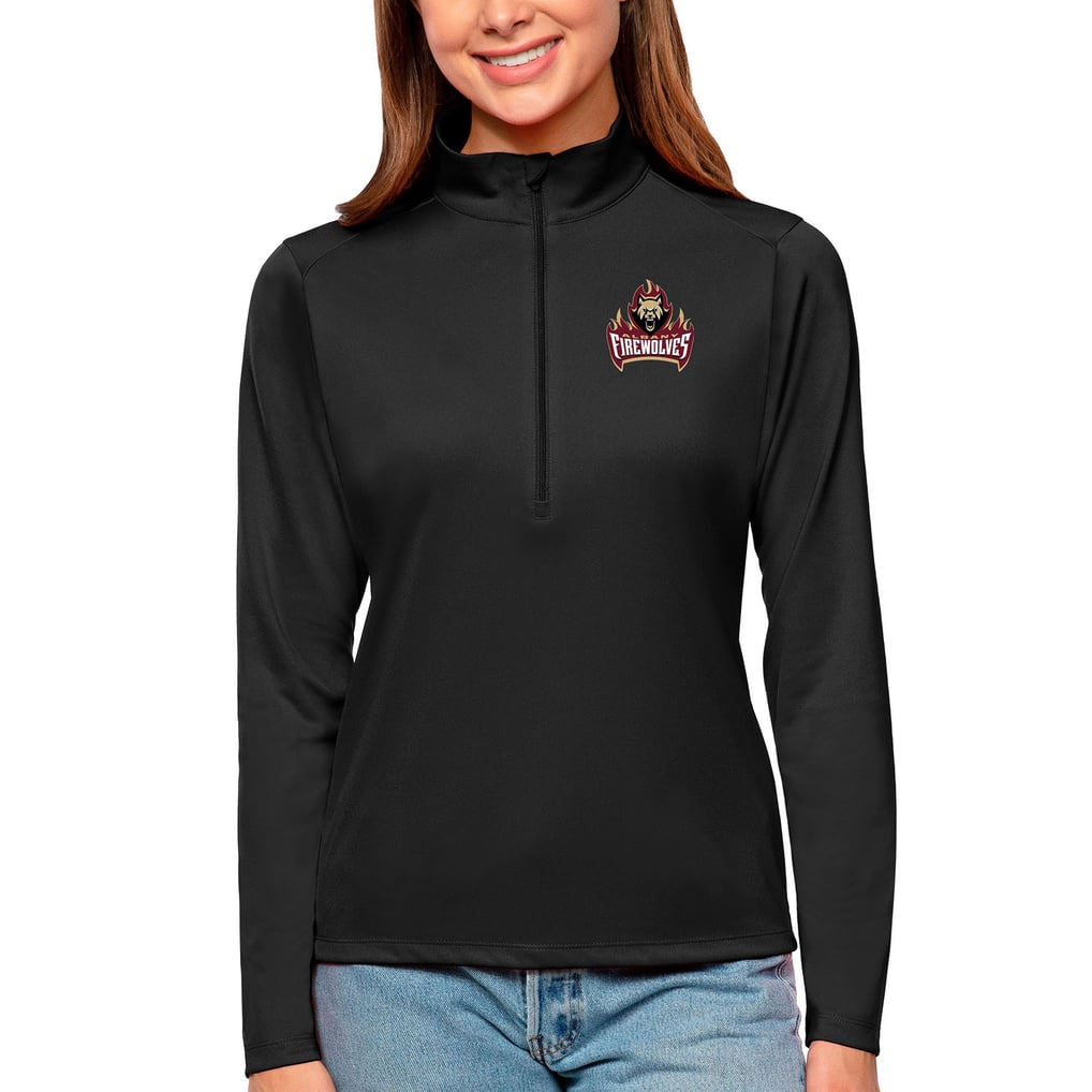 Albany FireWolves Antigua Women's Tribute Quarter-Zip Pullover Top - Black
