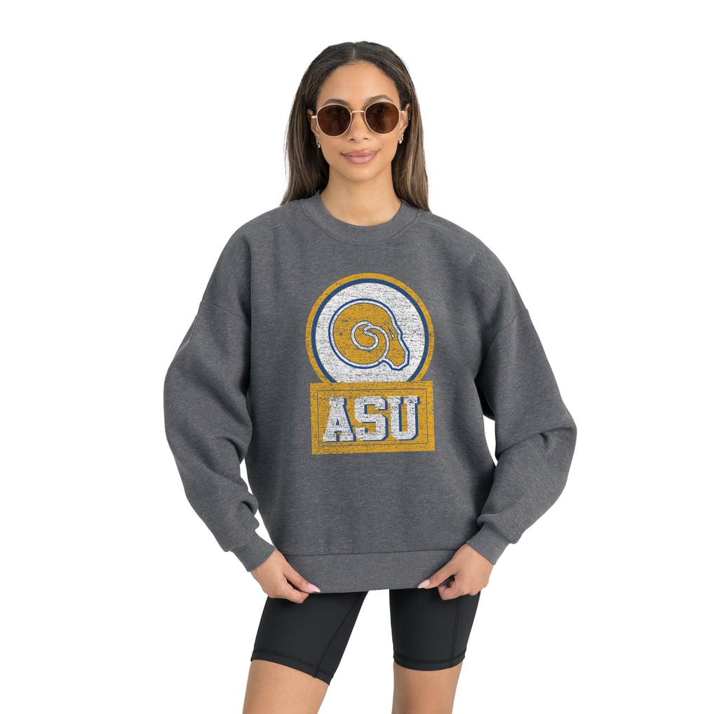 Albany State Golden Rams Gameday Couture Women's Oversized Drop Shoulder Fleece Drop Pullover Sweatshirt - Charcoal