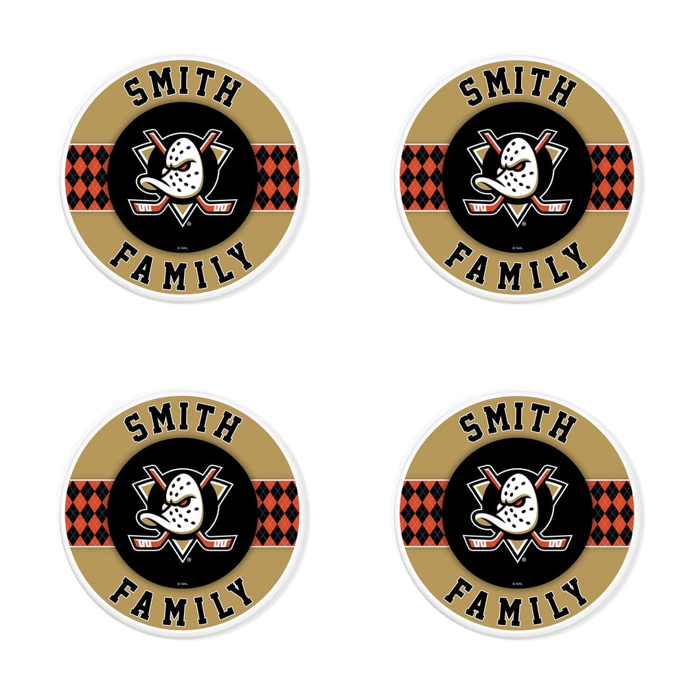 Anaheim Ducks 4" Personalized Circular Coasters 4-Pack Set