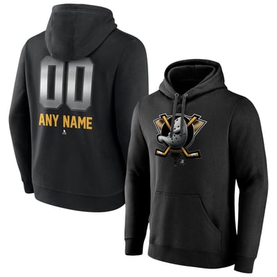 Anaheim Ducks Personalized Midnight Mascot Logo Pullover Hoodie - Black