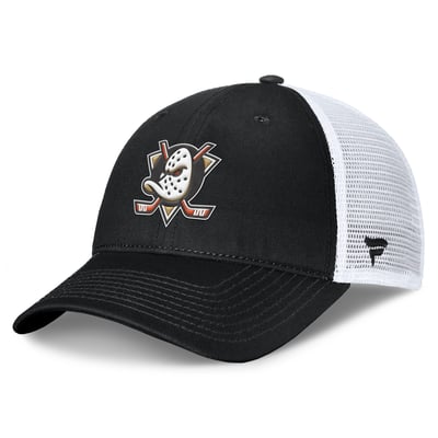 Anaheim Ducks Fanatics Core Primary Logo Trucker Adjustable Hat - Black/White