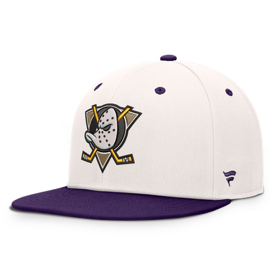 Anaheim Ducks Fanatics Heritage Ballpark Snapback Hat - Cream/Purple