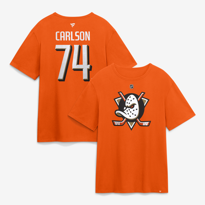 John Carlson Anaheim Ducks Fanatics Authentic Stack Name & Number T-Shirt - Orange