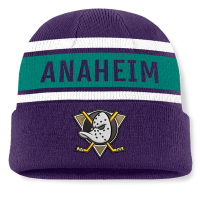 Anaheim Ducks Fanatics Heritage Cuffed Knit Hat - Purple/Teal