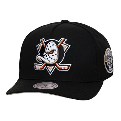 Anaheim Ducks Mitchell & Ness Double Clutch Pro Pinch Snapback Hat - Black