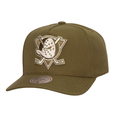Anaheim Ducks Mitchell & Ness Fashion Basic Pro Pinch Snapback Hat - Olive