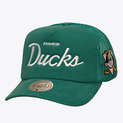 Anaheim Ducks Mitchell & Ness Head Coach Trucker Adjustable Hat - Teal