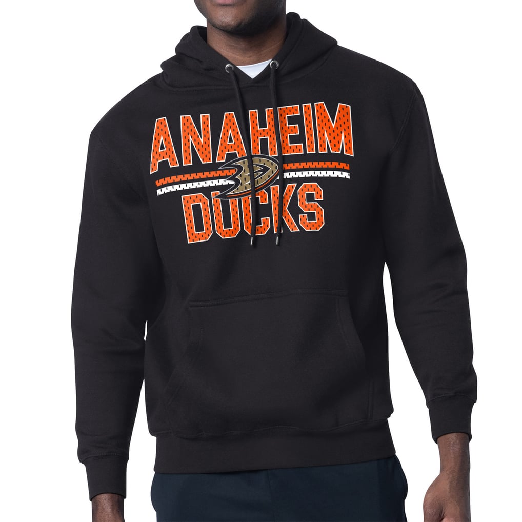 Anaheim Ducks Starter Mesh Look Team Name Logo Tri-Blend Pullover Hoodie - Black