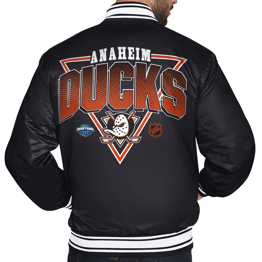 Anaheim Ducks Starter Triangle Satin Varsity Full-Snap Jacket - Black