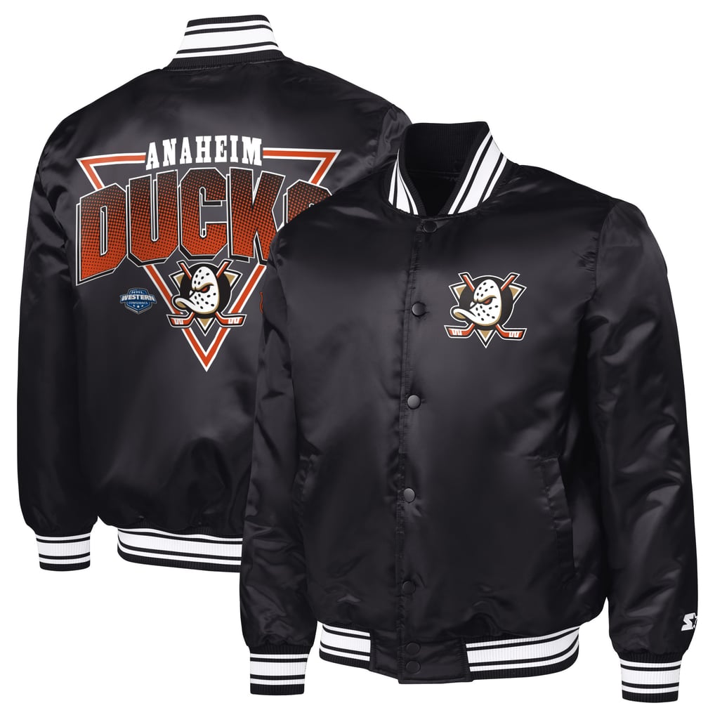 Anaheim Ducks Starter Triangle Satin Varsity Full-Snap Jacket - Black