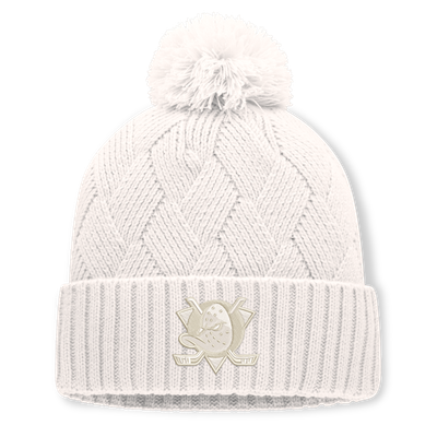 Anaheim Ducks Fanatics Women's Level Up Cuffed Knit Hat with Pom - Cream