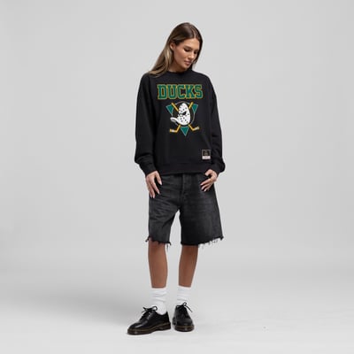  Anaheim Ducks Mitchell & Ness Women's Core Oversized Sweatshirt - Black