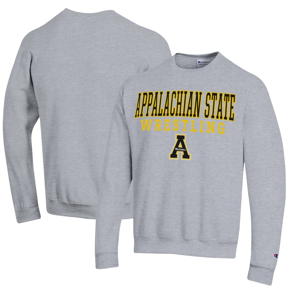 Appalachian State Mountaineers Champion Wrestling Stack Logo Powerblend Pullover Sweatshirt - Heather Gray