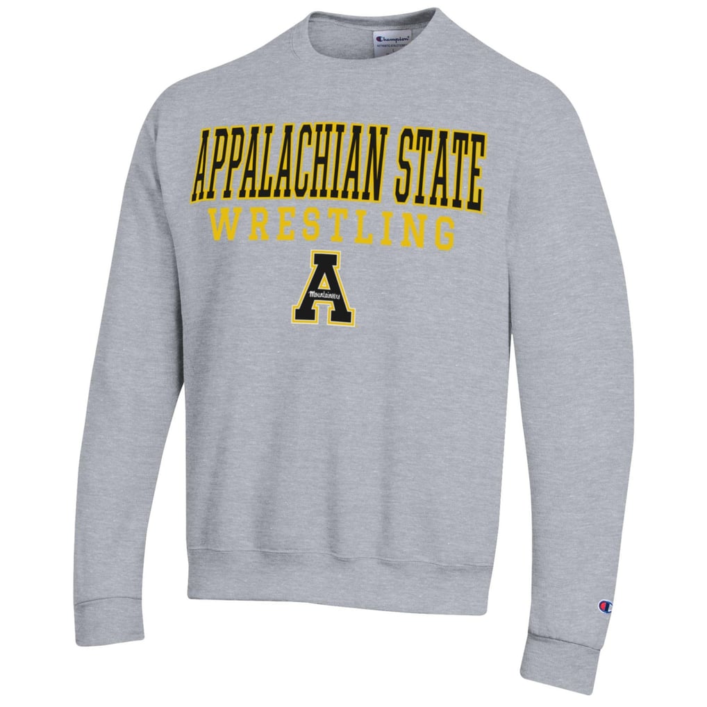 Appalachian State Mountaineers Champion Wrestling Stack Logo Powerblend Pullover Sweatshirt - Heather Gray