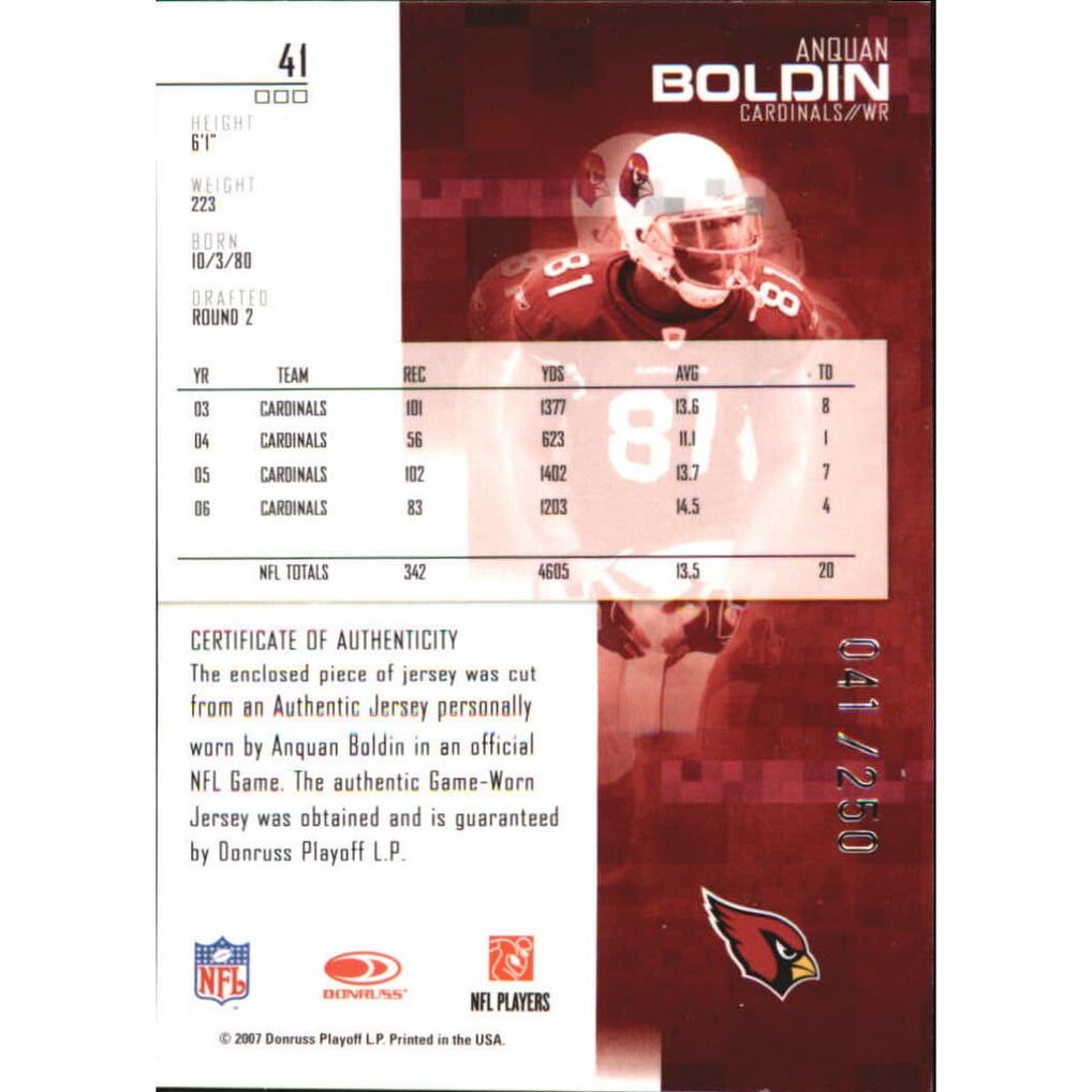 2007 Leaf Rookies and Stars Longevity Materials Ruby #41 Anquan Boldin