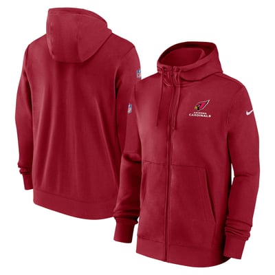 Arizona Cardinals Nike 2023/24 Sideline Club Full-Zip Hoodie - Red