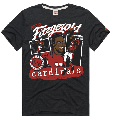 Larry Fitzgerald Arizona Cardinals Homage Unisex Classic Illustration Tri-Blend T-Shirt - Charcoal