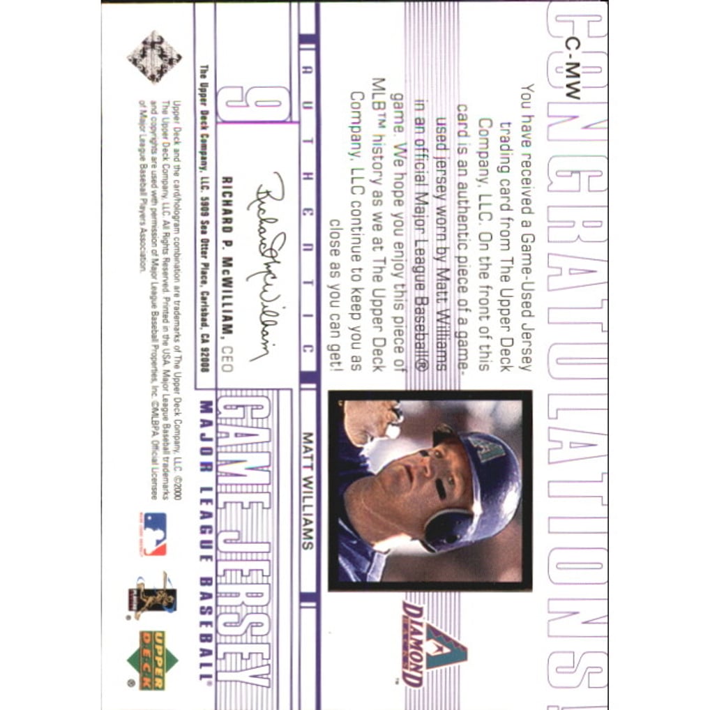 2001 Upper Deck Game Jersey #CMW Matt Williams