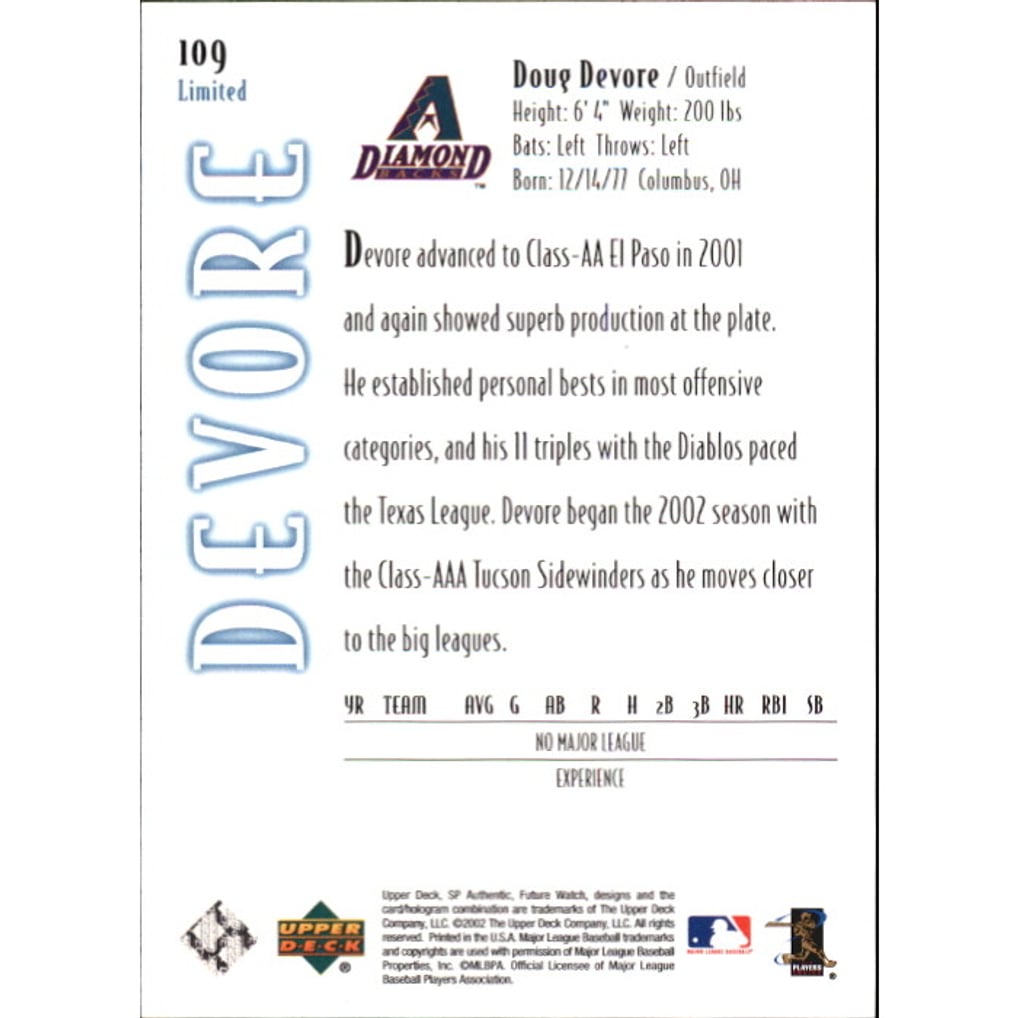 2002 SP Authentic Limited #109 Doug Devore FW
