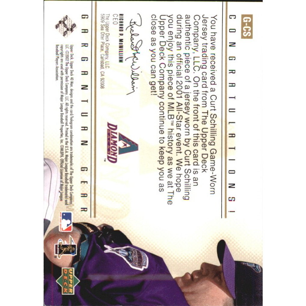 2002 Upper Deck 40-Man Gargantuan Gear Gold #GCS Curt Schilling
