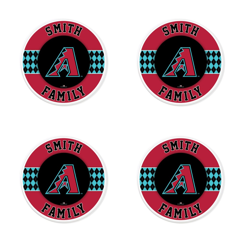 Arizona Diamondbacks 4" Personalized Circular Coasters 4-Pack Set