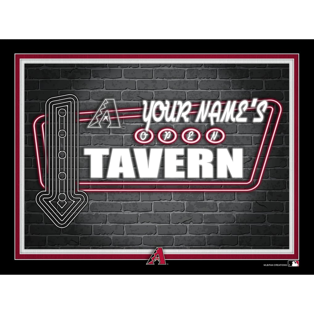 Arizona Diamondbacks 12'' x 16'' Personalized Framed Neon Tavern Print - Black