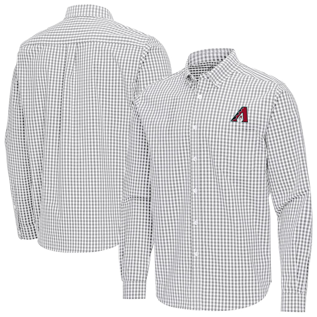 Arizona Diamondbacks Antigua Ellis Woven Tri-Blend Button-Down Shirt - Gray