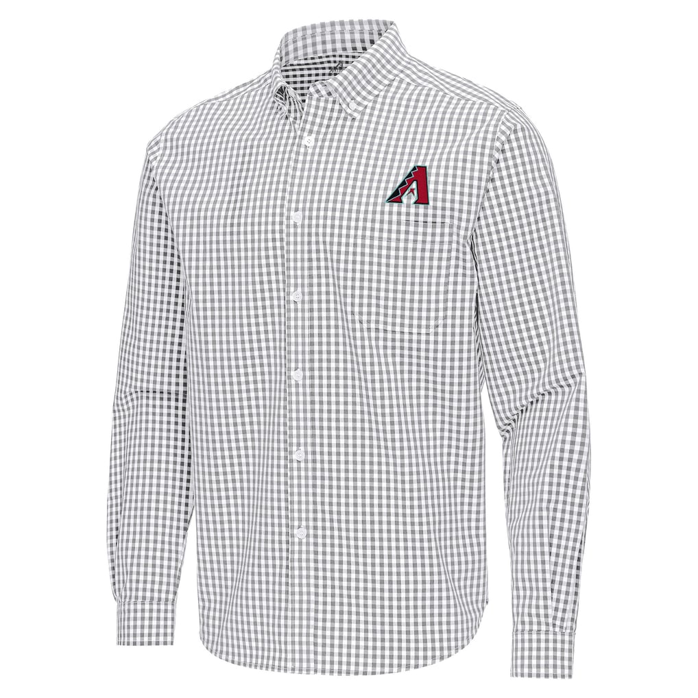 Arizona Diamondbacks Antigua Ellis Woven Tri-Blend Button-Down Shirt - Gray