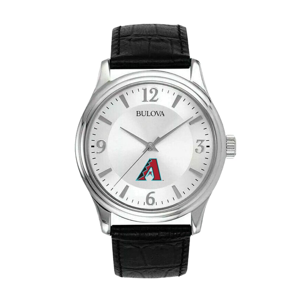Arizona Diamondbacks Bulova Leather Strap Watch - Silver