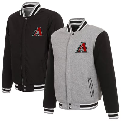 Arizona Diamondbacks JH Design Embroidered Reversible Full Snap Fleece Jacket - Gray