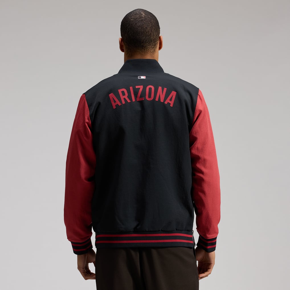 Arizona Diamondbacks Nike Authentic Collection Dugout Relaxed Full-Zip Bomber Jacket - Black/Red