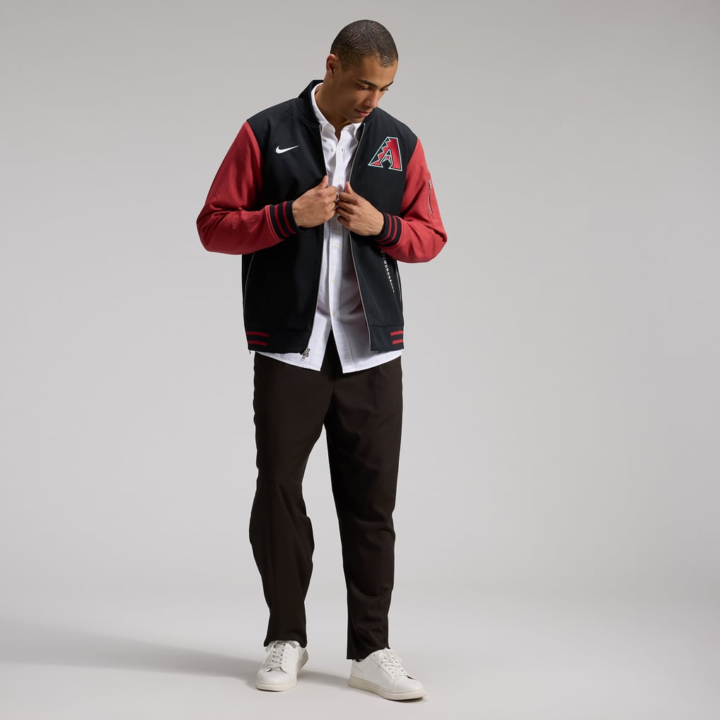 Arizona Diamondbacks Nike Authentic Collection Dugout Relaxed Full-Zip Bomber Jacket - Black/Red